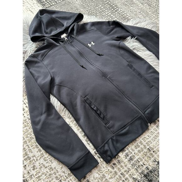 Under‎ Armour Women's Black Hooded Semi-Fitted Sweatshirt Size Medium - Picture 2 of 2